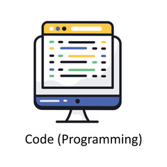 Code (programming) vector filled outline doodle Design illustration. Symbol on White background EPS 10 File