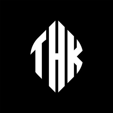THK circle letter logo design with circle and ellipse shape. THK ellipse letters with typographic style. The three initials form a circle logo. THK circle emblem abstract monogram letter mark vector.