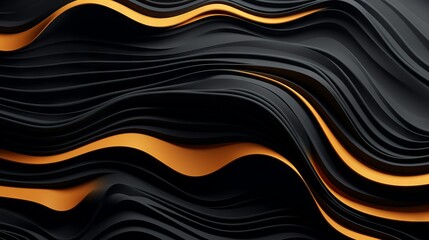 Abstract Orange, Black, and Gold Waves Background AI Generated