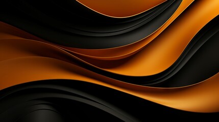 Abstract Orange, Black, and Gold Waves Background AI Generated