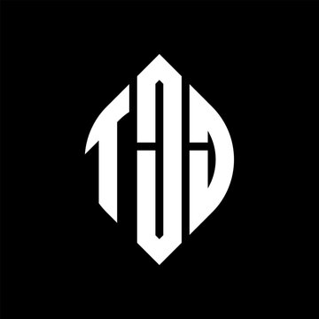 TJJ circle letter logo design with circle and ellipse shape. TJJ ellipse letters with typographic style. The three initials form a circle logo. TJJ circle emblem abstract monogram letter mark vector.