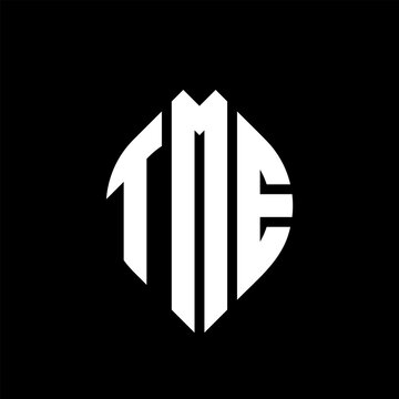 TME circle letter logo design with circle and ellipse shape. TME ellipse letters with typographic style. The three initials form a circle logo. TME circle emblem abstract monogram letter mark vector.