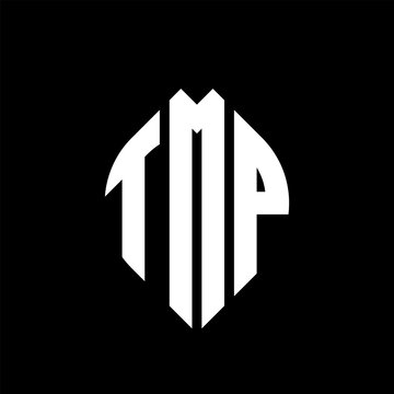 TMP circle letter logo design with circle and ellipse shape. TMP ellipse letters with typographic style. The three initials form a circle logo. TMP circle emblem abstract monogram letter mark vector.