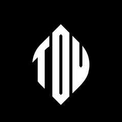 TOV circle letter logo design with circle and ellipse shape. TOV ellipse letters with typographic style. The three initials form a circle logo. TOV circle emblem abstract monogram letter mark vector.