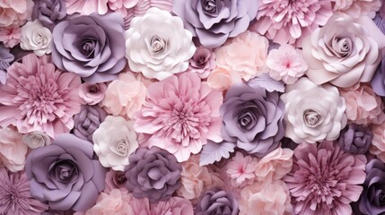Vintage Style Artificial Flowers Wall Background AI Generated