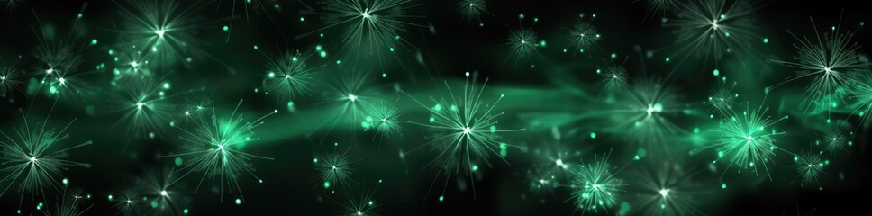 Fototapeta premium Festive Patrick day Fireworks light green gold emerald background. Generative AI