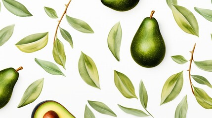 Avocado Wallpaper on White Background AI Generated