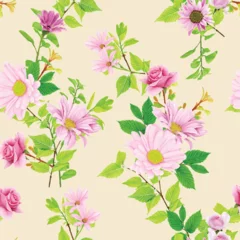 Deurstickers floral seamless pattern hand drawn style design © lukasdedi