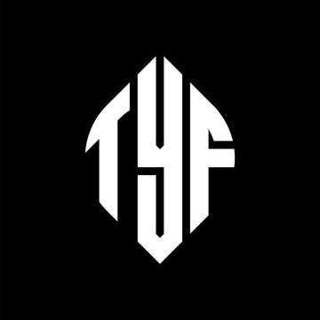 TYF circle letter logo design with circle and ellipse shape. TYF ellipse letters with typographic style. The three initials form a circle logo. TYF circle emblem abstract monogram letter mark vector.