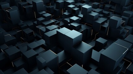 Abstract Black 3D Cube Wallpaper AI Generated