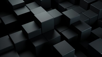 Abstract Black 3D Cube Wallpaper AI Generated