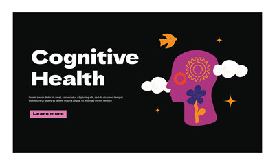 A landing page with abstract noise and rough shapes on the topic of design thinking. A website design template for psychology.