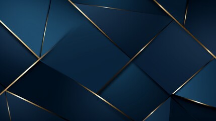 Luxury Golden Elements on Blue Abstract Background AI Generated - obrazy, fototapety, plakaty