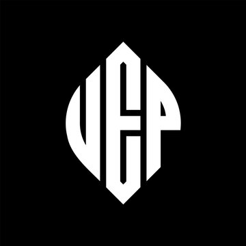 UEP circle letter logo design with circle and ellipse shape. UEP ellipse letters with typographic style. The three initials form a circle logo. UEP circle emblem abstract monogram letter mark vector.