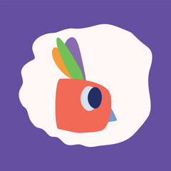 Quirky kids monster in folkart bold style. Vector graphic of funny playful doodle of bright creature for scandi illustration shape. 