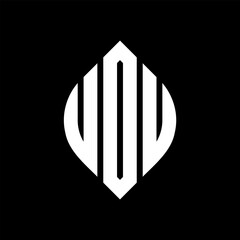 UOU circle letter logo design with circle and ellipse shape. UOU ellipse letters with typographic style. The three initials form a circle logo. UOU circle emblem abstract monogram letter mark vector.