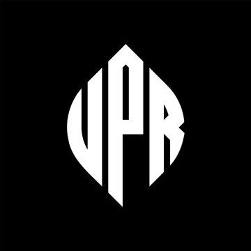 UPR circle letter logo design with circle and ellipse shape. UPR ellipse letters with typographic style. The three initials form a circle logo. UPR circle emblem abstract monogram letter mark vector.