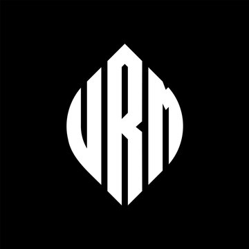 URM circle letter logo design with circle and ellipse shape. URM ellipse letters with typographic style. The three initials form a circle logo. URM circle emblem abstract monogram letter mark vector.