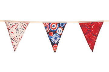 New years fireworks celebration bunting isolated on a white background