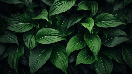 Abstract Dark Green Texture of Tropical Leaf AI Generated