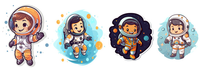 astronaut collection different colors, spacecraft illustration
 - obrazy, fototapety, plakaty