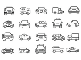 set of 20 car icon , set outline car icon , simple set of car icon, set of transportation icon - obrazy, fototapety, plakaty