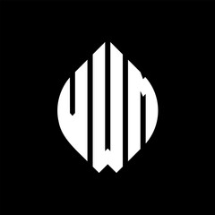 VWM circle letter logo design with circle and ellipse shape. VWM ellipse letters with typographic style. The three initials form a circle logo. VWM circle emblem abstract monogram letter mark vector.