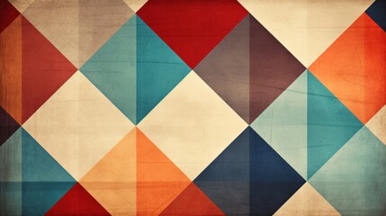 Retro Geometric Abstract Background with Fabric Texture AI Generated