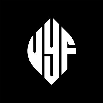 VYF circle letter logo design with circle and ellipse shape. VYF ellipse letters with typographic style. The three initials form a circle logo. VYF circle emblem abstract monogram letter mark vector.