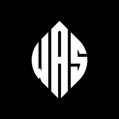 WAS circle letter logo design with circle and ellipse shape. WAS ellipse letters with typographic style. The three initials form a circle logo. WAS circle emblem abstract monogram letter mark vector.