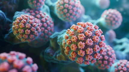 Microscopic Close-Up of Human Papillomavirus Particles