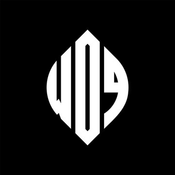 WDQ circle letter logo design with circle and ellipse shape. WDQ ellipse letters with typographic style. The three initials form a circle logo. WDQ circle emblem abstract monogram letter mark vector.