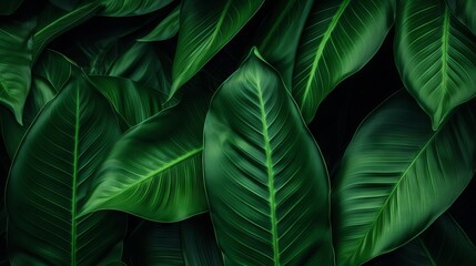 Tropical Leaves Texture: Abstract Nature Leaf Green Background AI Generated