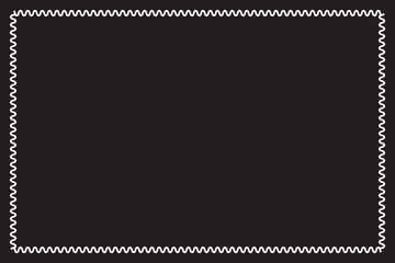 Simple of frame. Design vector rectangle with zigzag lines white on black background. Design print for illustration, greeting cards, wedding invitations, menu, royal certificates, background. Set 11