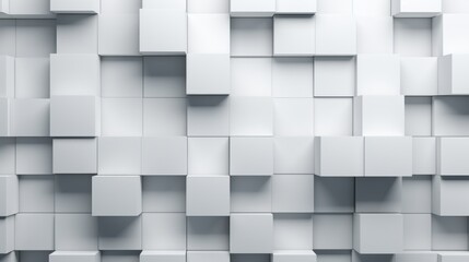 Neatly Organized 3D Blocks Creating a White Tech Wallpaper AI Generated