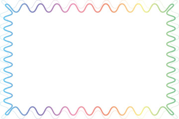 Simple of frame. Design vector rectangle with zigzag line spectrum on white background. Design print for illustration, greeting cards, wedding invitations, menu, royal certificates, background. Set 14