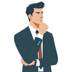 Obraz premium Business man thinking vector art illustration, thinking man vector