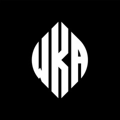 WKA circle letter logo design with circle and ellipse shape. WKA ellipse letters with typographic style. The three initials form a circle logo. WKA circle emblem abstract monogram letter mark vector.