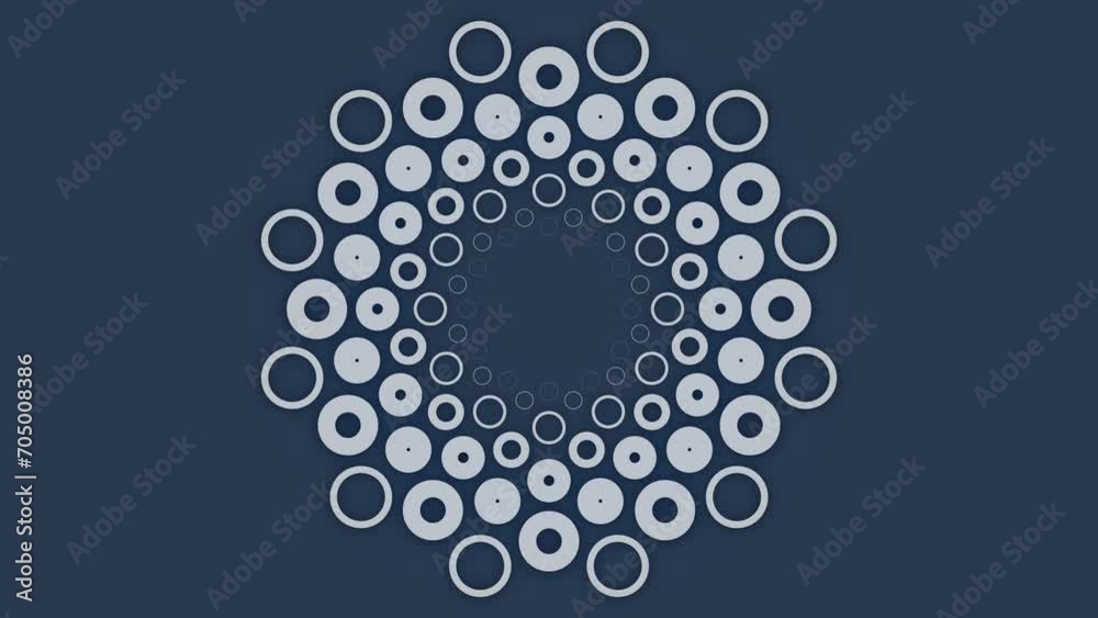 Poster Blue background with a pattern of many small circles 3d rendering loop animation