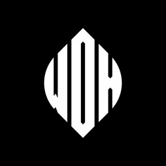 WOX circle letter logo design with circle and ellipse shape. WOX ellipse letters with typographic style. The three initials form a circle logo. WOX circle emblem abstract monogram letter mark vector.