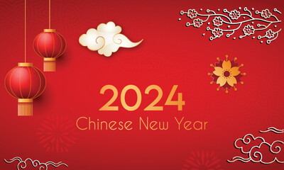 Fototapeta na wymiar Chinese Happy New Year 2024 Background Design