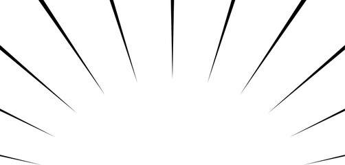 Obraz premium 黒の集中線の背景 サンバースト 漫画 ベクター バナー 横 横長