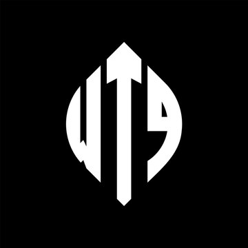 WTQ circle letter logo design with circle and ellipse shape. WTQ ellipse letters with typographic style. The three initials form a circle logo. WTQ circle emblem abstract monogram letter mark vector.