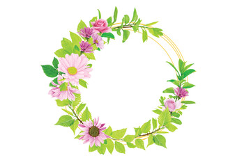floral wreath hand drawn style design
