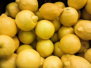 Lemons in a box at the market