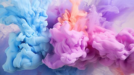 Obraz premium Dreamy Pastel Cloudscape: An Abstract Symphony in Powdered Pink and Blue - Generative AI