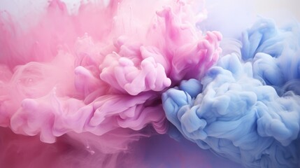Naklejka premium Dreamy Pastel Cloudscape: An Abstract Symphony in Powdered Pink and Blue - Generative AI