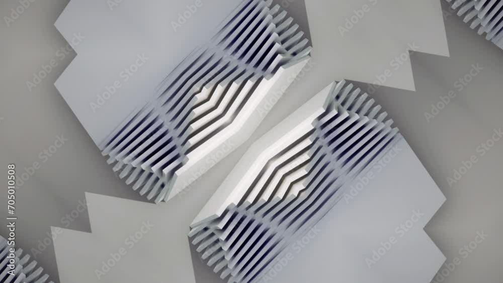 Poster Fantastic transformation light gray geometric shape. 3d rendering loop animation