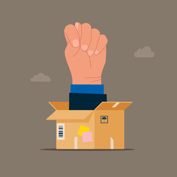 Show a fig gesture from the box. Flat vector illustration