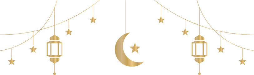 ramadan kareem, eid mubarak greeting line icon and simple vector design with islamic lantern  © The Little Foot